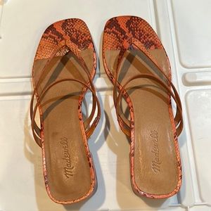 Madewell orange snake print sandals